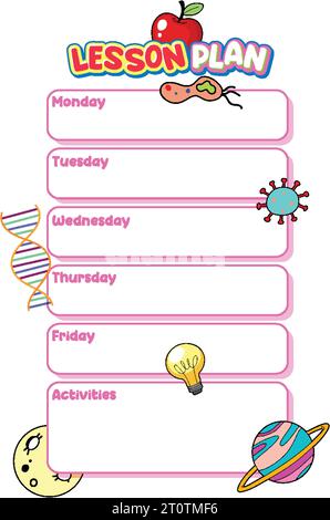 A cartoon-style lesson plan template for the week Stock Vector Image ...