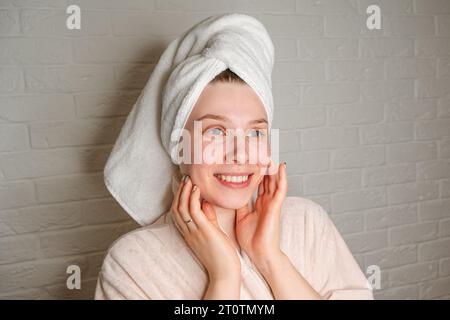 Portrait beautiful woman with fresh skin. Model with healthy skin Stock Photo