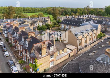 Looking across  the rooftops of Cambridge in England Stock Photo