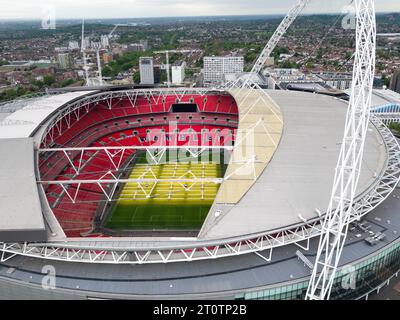 File photo dated 23-05-2017 of an aerial view of Wembley Stadium, London. The UK and Ireland's bid to host Euro 2028 is poised to get the formal seal of approval on Tuesday. Issue date: Monday October 9, 2023 . Stock Photo