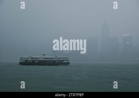 Hong Kong China. 9th Oct 2023. A star ferry crosses Victoria