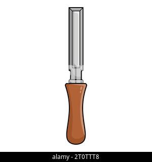 Chisel tool icon in cartoon style isolated on white background vector illustration Stock Vector