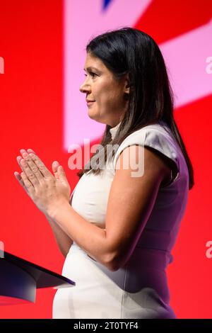 London, UK. 9 October 2023. Lisa Nandy MP  gives a speech during the Labour Party Conference in Liverpool. Photo credit should read: Matt Crossick/Empics/Alamy Live News Stock Photo