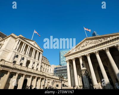 The Bank of England and the Royal Exchange, London, UK Stock Photo