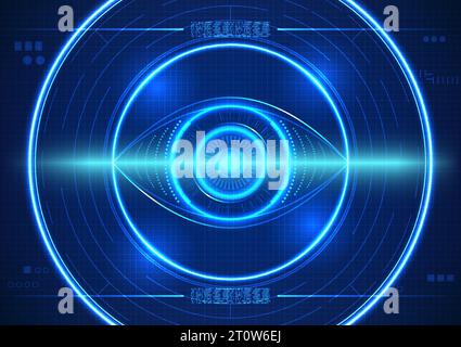 Iris scanning technology with technology elements and numerical code Media technology security system that uses eye verification to enter the data sys Stock Vector