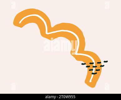 Naive playful abstract shapes background. Brutal contemporary figure squiggle wave pattern. Geometric poster in trendy retro brutalist style. Swiss de Stock Vector