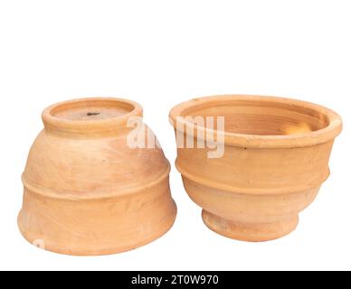 Flower pots for plants and trees isolated on white background Stock Photo