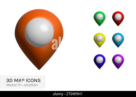 3D map pins set vector illustration design. Stock Vector