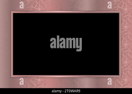 Elegant Black and Rose Gold Floral Frame or Border Background Stock Vector