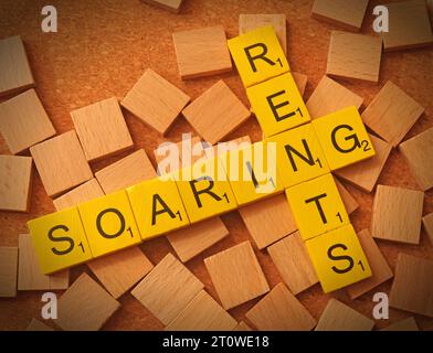 Soaring Rents spelled out in Scrabble letters Stock Photo