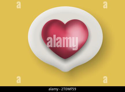 Push notice alert with heart icon isolated on white background. Vector illustration. Eps 10. Stock Vector
