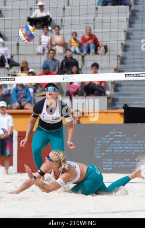 Tlaxcala, Mexico. 08th Oct, 2023. October 8, 2023, Tlaxcala, Mexico: Marií-Sárou Štochlová (2) of Czech Republic competes against Morocco team during the Women's Czech Republic vs Morocco match of the Beach Volleyball World Cup. on October 8, 2023 in Tlaxcala, Mexico. (Photo by Essene Hernandez/ Eyepix Group/Sipa USA) Credit: Sipa USA/Alamy Live News Stock Photo