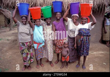 Liberia; women doing a traditional waterdance or raindance. Stock Photo