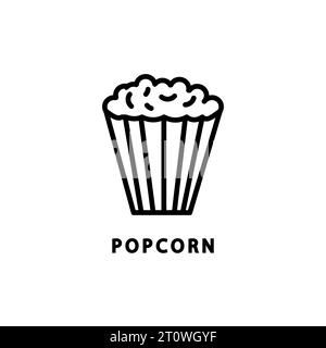 Popcorn line icon. Snack, bucket, cinema. Movies concept. Vector illustration can be used for topics like entertainment, cinematography, leisure Stock Vector