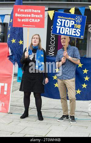 Liverpool, UK. 09th Oct, 2023. Protestors, and Lobbyist’s outside Labour Party conference on day two at the M&S Bank arena and conference centre. (Terry Scott / SPP) Credit: SPP Sport Press Photo. /Alamy Live News Stock Photo