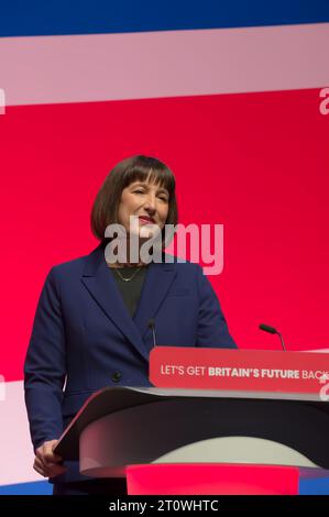 Rachel Reeves, Shadow Chancellor, Labour party delivers her speech on opening day of Labour party conference in Liverpool. (Terry Scott/SPP) Credit: SPP Sport Press Photo. /Alamy Live News Stock Photo