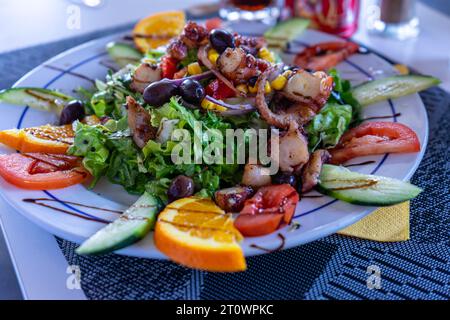 Salad with freshly prepared seafood Stock Photo
