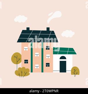 Cute apartment house. Country cottage among trees Stock Vector