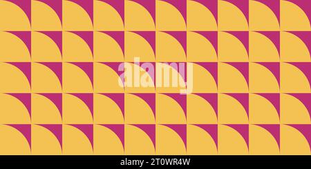 Yellow and purple geometric seamless pattern with curved triangles, vector illustration Stock Vector
