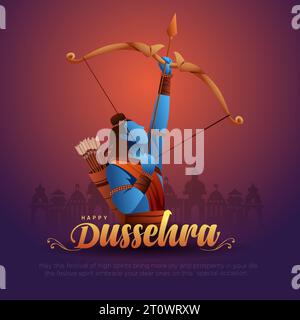 Happy Dussehra festival of India. of Lord Rama killing Ravana. vector illustration design Stock Vector