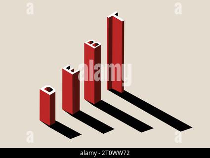 Debt on rise and increasing statistics illustration Stock Vector