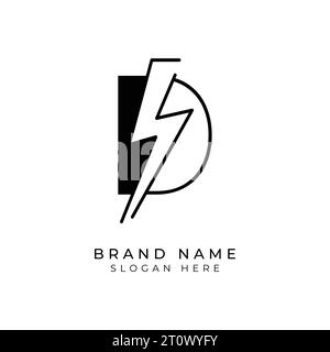 Letter D Electric logo, Thunder Bolt design Icon template, vector illustration Stock Vector