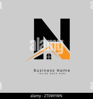 N Letter Real Estate Logo, Vector illustration Template Concept Design Logo for Property Business Image Start with Alphabet N Stock Vector