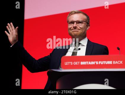 Liverpool, UK. , . Newly elected Scottish Labour MP, Michael Shanks, at the Labour Party Conference.Michael Shanks was elected Labour MP for Rutherglen and Hamilton West. Credit: Karl Black/Alamy Live News Stock Photo