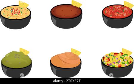 The mexican dips sauce with bowl 2 Stock Vector