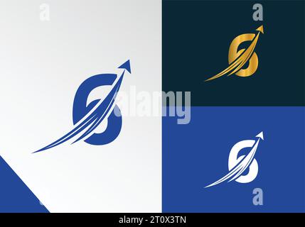 Letter 6 with Finance logo concept. marketing and growth arrow financial business logo design Stock Vector