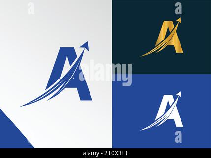Letter A with Finance logo concept. marketing and growth arrow financial business logo design Stock Vector