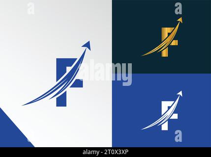 Letter F with Finance logo concept. marketing and growth arrow financial business logo design Stock Vector