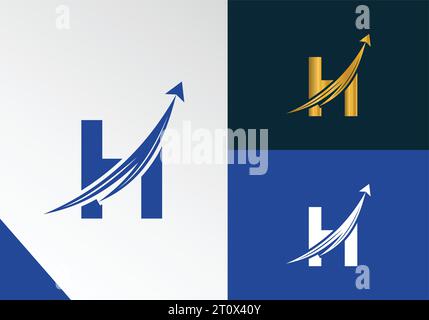 Letter H with Finance logo concept. marketing and growth arrow financial business logo design Stock Vector
