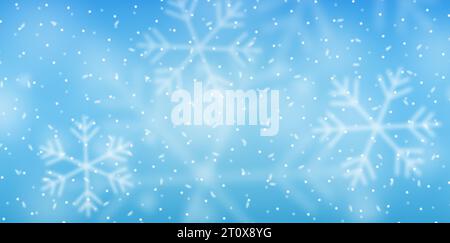 3D Christmas Background with Falling Snowflakes Stock Vector