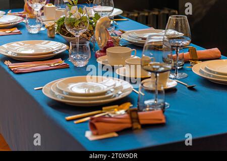 Festively set table Stock Photo