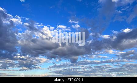 Perfect cumulus cloud cover in the desert near Taos New Mexico Stock Photo