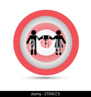 Silhouette of a man and a woman holding a cup on a target Stock Vector