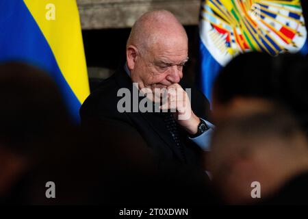 Bogota, Colombia. 09th Oct, 2023. The President of the IACHR Judge Ricardo Perez during the installation of the 162 session of the Inter-American Court of Human Rights (IACHR) in Bogota, Colombia, October 9, 2023. The court will review the cases of Chile, Guatemala and Brazil. Photo by: Chepa Beltran/Long Visual Press Credit: Long Visual Press/Alamy Live News Stock Photo