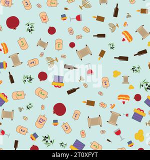 Happy Hanukkah banner, template for your design. Hanukkah is a Jewish holiday. Greeting Card with Menorah, Sufganiyot, Dreidel. Vector illustration Stock Vector