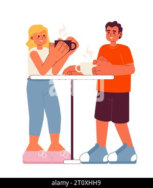 Coffee outing semi flat color vector character Stock Vector