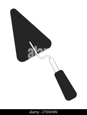Construction tool trowel black and white 2D line cartoon object Stock Vector