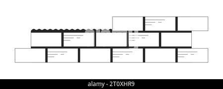 Unfinished bricks wall black and white 2D line cartoon object Stock Vector