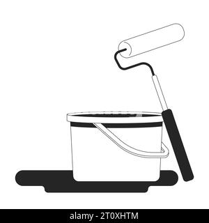 Home painting tools black and white 2D line cartoon object Stock Vector