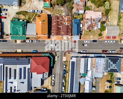 An aerial view of houses at Guyra, New South Wales, Australia Stock Photo