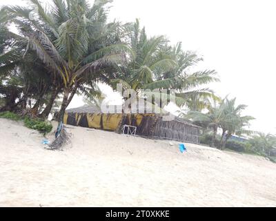 Beach shacks awating permission on Benaulim beach in the Indian sate of Goa Stock Photo