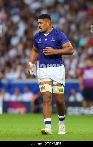 Lille, France. 7th Oct, 2023. Fritz Lee of Samoa during the Rugby World Cup 2023 match at Stade Pierre Mauroy, Lille. Picture credit should read: Paul Thomas/Sportimage Credit: Sportimage Ltd/Alamy Live News Stock Photo