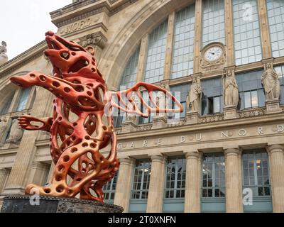 Paris, France - May 11th 2023: Historic facade of Gare du Nord Stock Photo