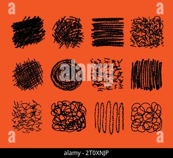 Various traces made with pencil or chalk. Hand drawn strokes, hatching. Abstract test doodles Stock Vector