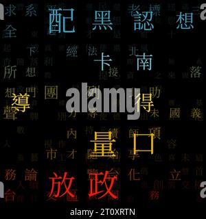 Letters matrix background. Random characters of Chinese traditional alphabet. Gradiented matrix pattern. Stock Vector