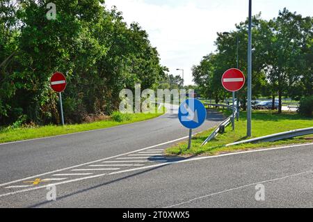 Road signs at the entrance to the parking lots on the freeway in Hungary Stock Photo